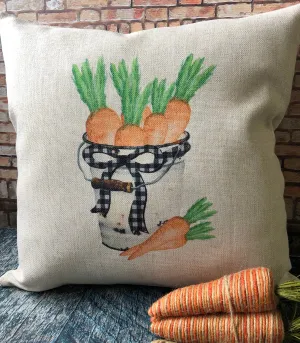 Pail of Carrots Easter Pillow, Easter Pillows, Spring Decor, Spring Pillows, Spring Farmhouse