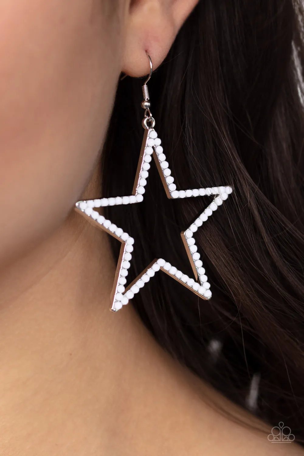 Paparazzi - Count Your Stars - White Earrings