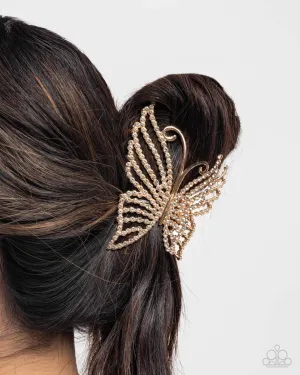 Paparazzi Floating Fanfare - Gold Claw Clip