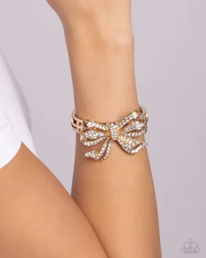 Paparazzi Its All A-BOW-t Me - Gold Bow Bracelt