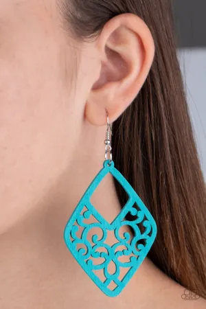 Paparazzi VINE For The Taking - Blue Wooden Earrings