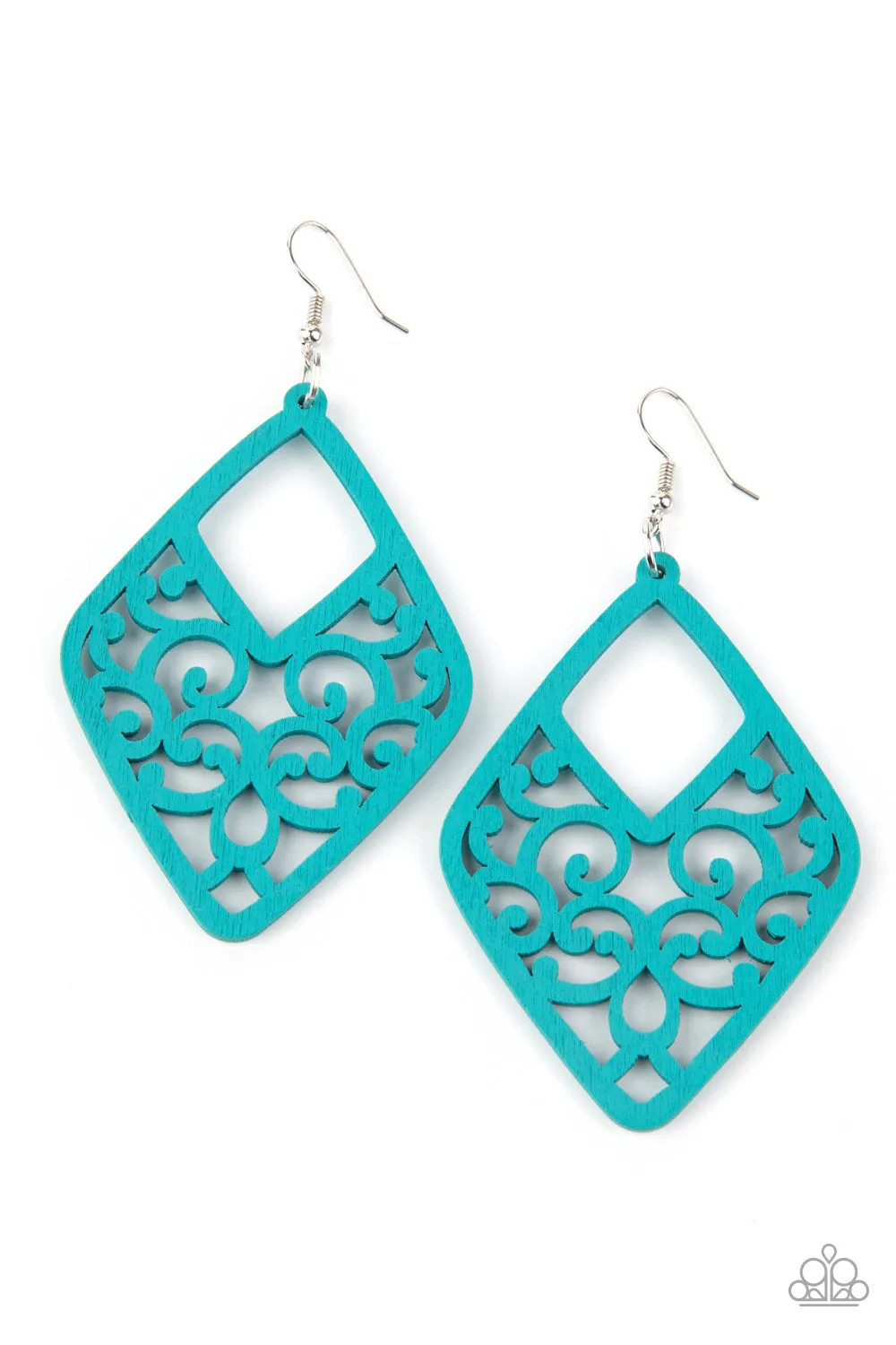 Paparazzi VINE For The Taking - Blue Wooden Earrings