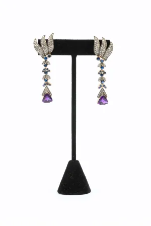 Pave Diamond, Amethyst, Sapphire Earrings
