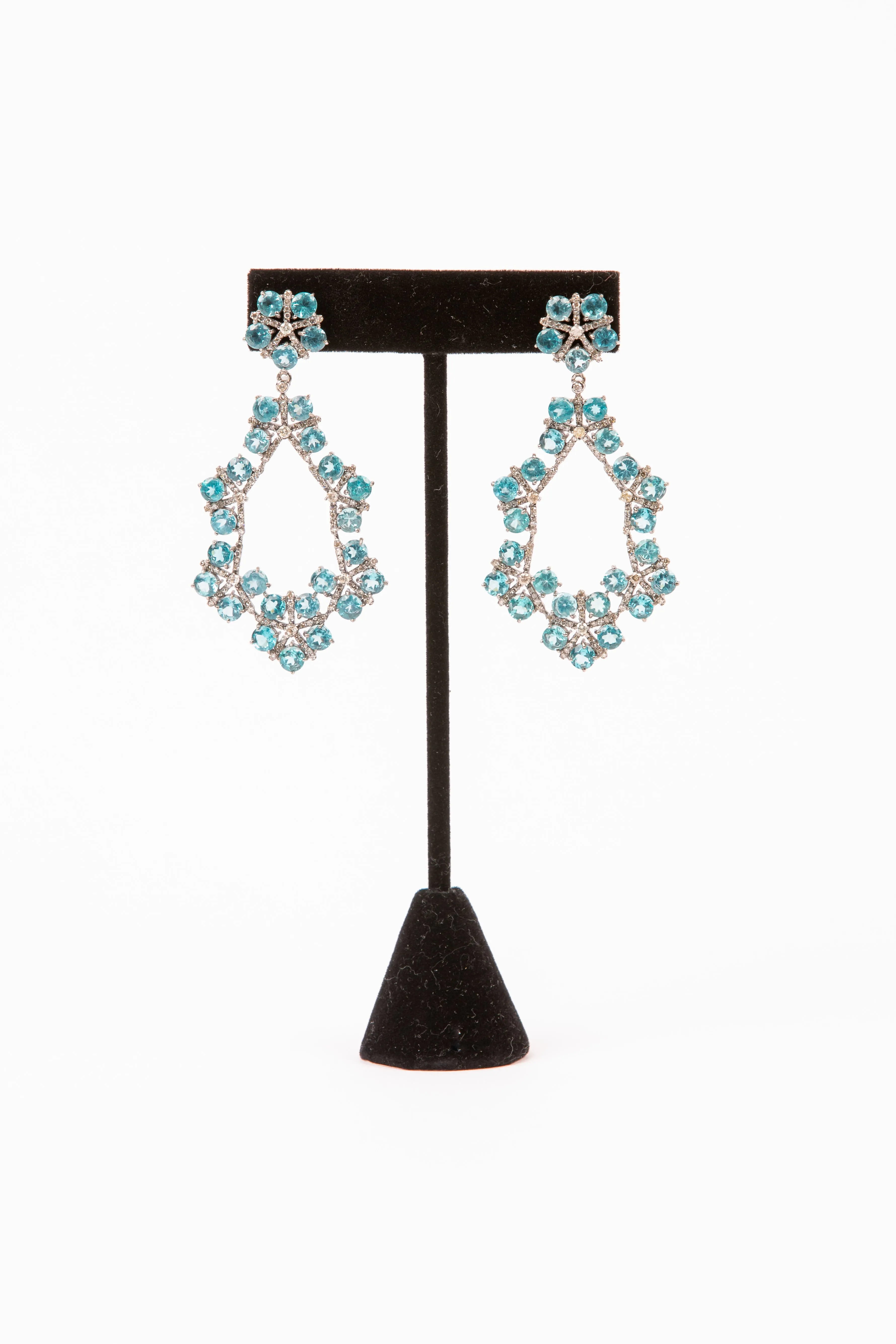 Pave Diamond, Apatite Earrings