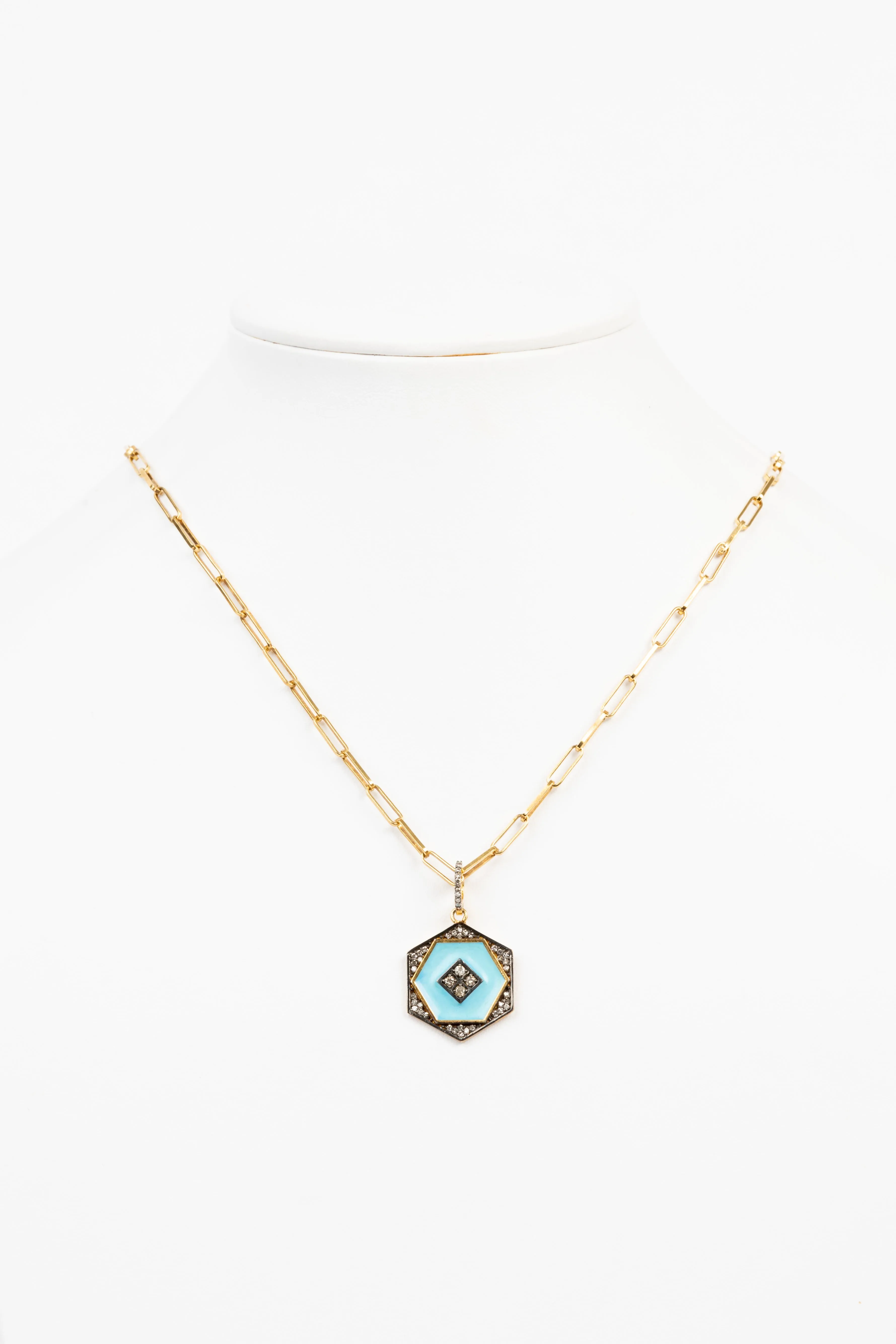 Pave Diamond, Enamel, 18K Vermeil Chain