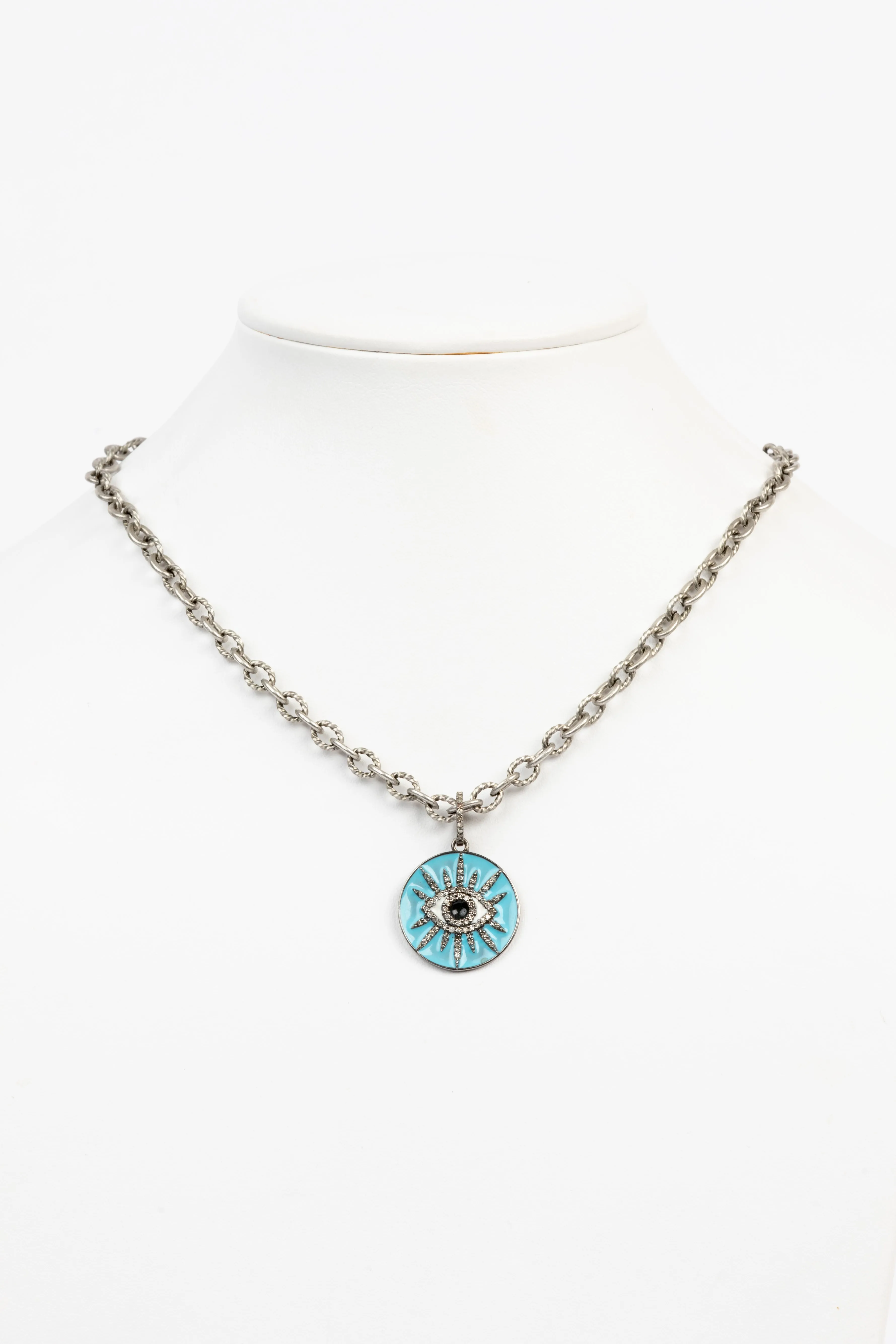 Pave Diamond, Enamel Necklace