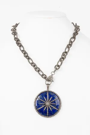 Pave Diamond, Lapis Necklace