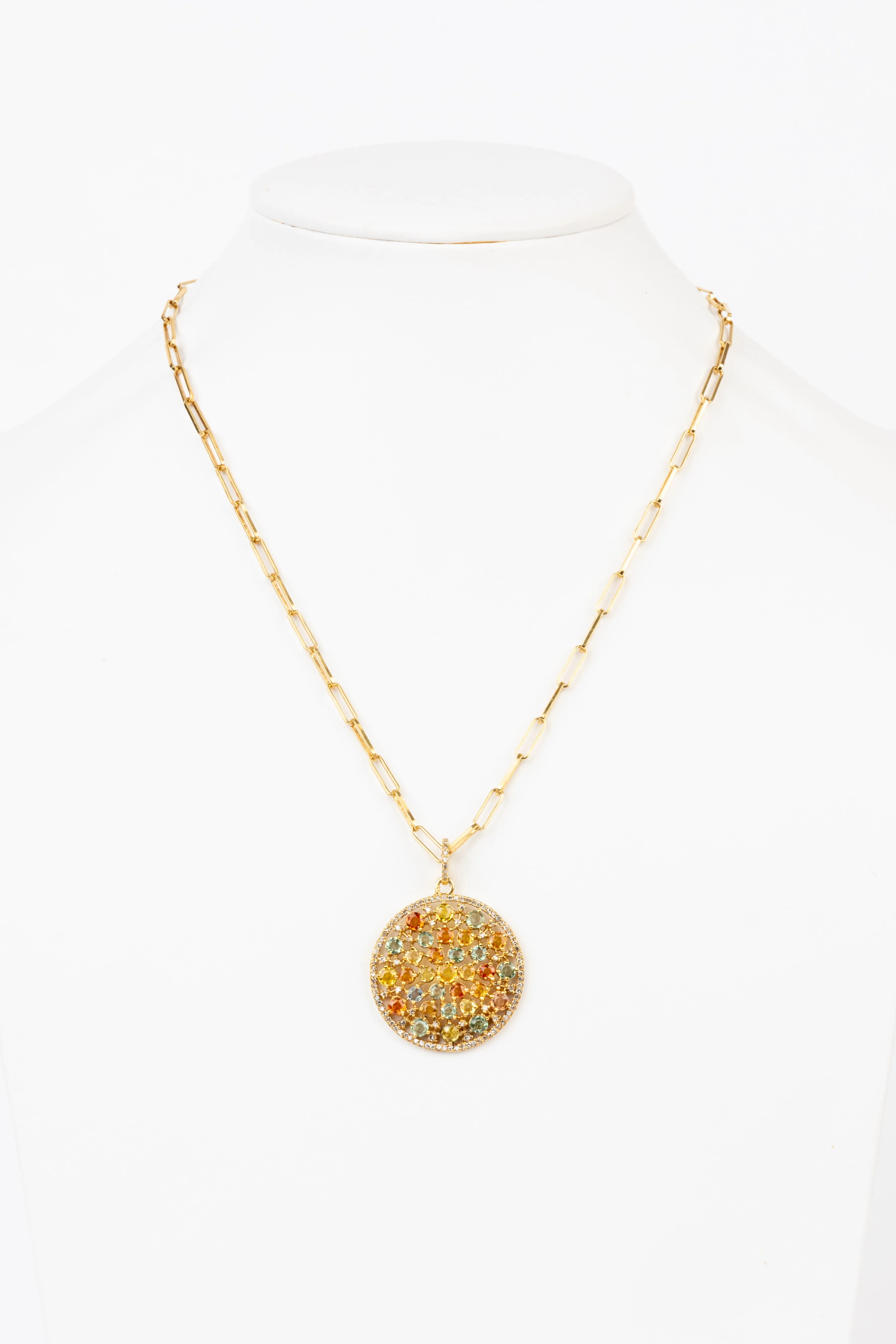 Pave Diamond, Multi Sapphire Necklace