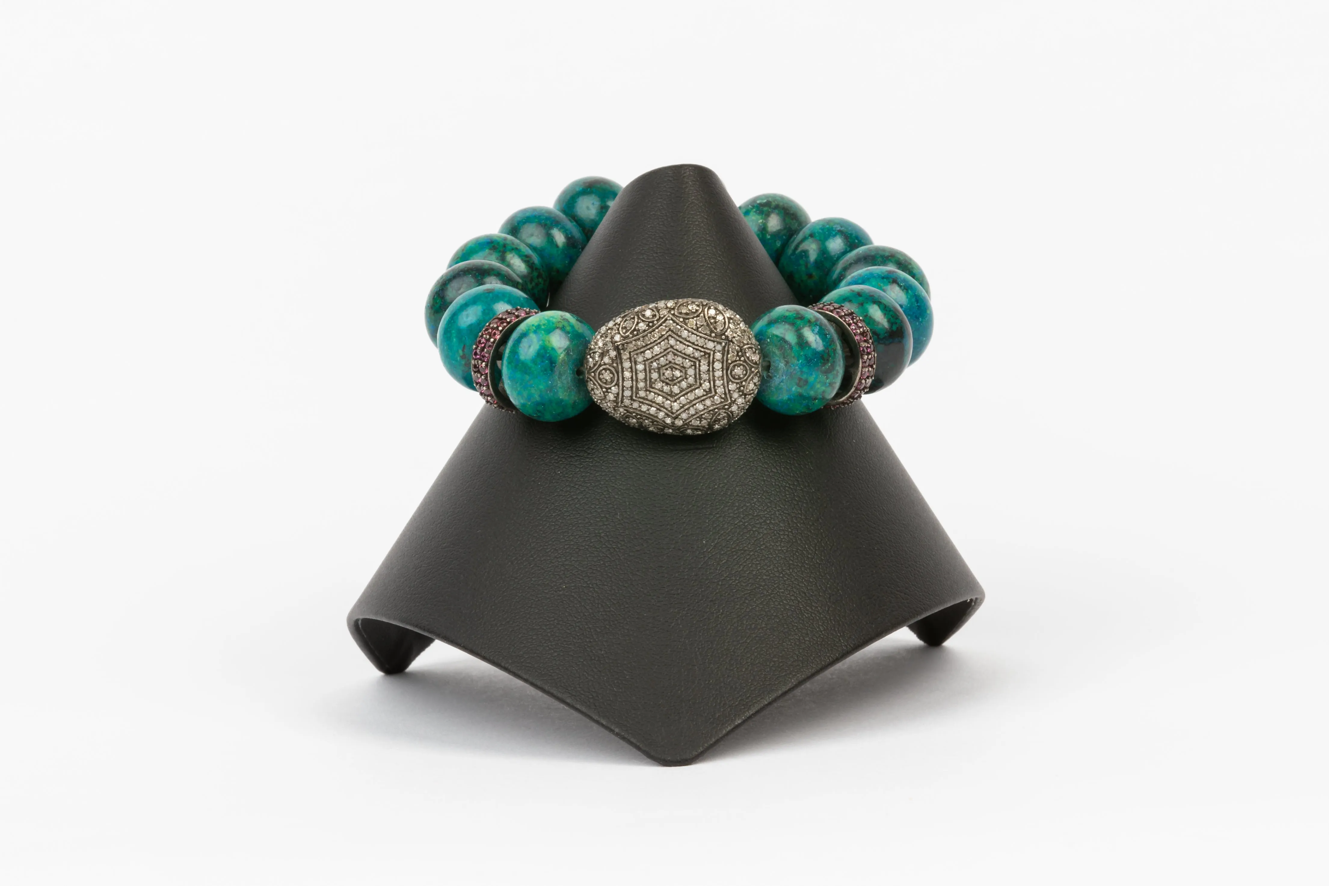 Pave Diamond, Ruby, Charlorite Bracelet