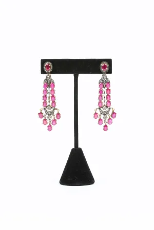 Pave Diamond, Ruby Earrings
