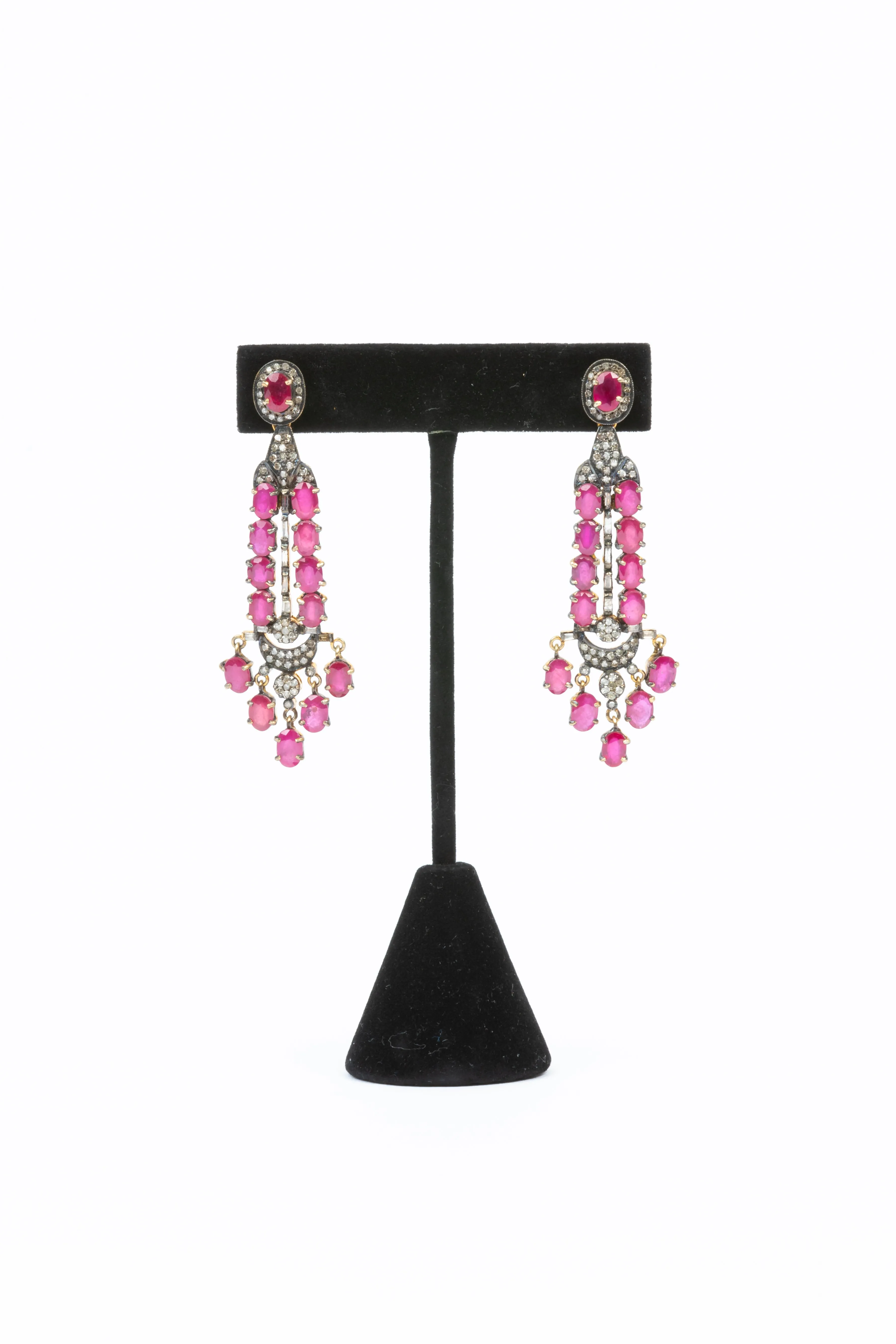 Pave Diamond, Ruby Earrings