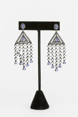 Pave Diamond, Tanzanite, Moonstone Earrings