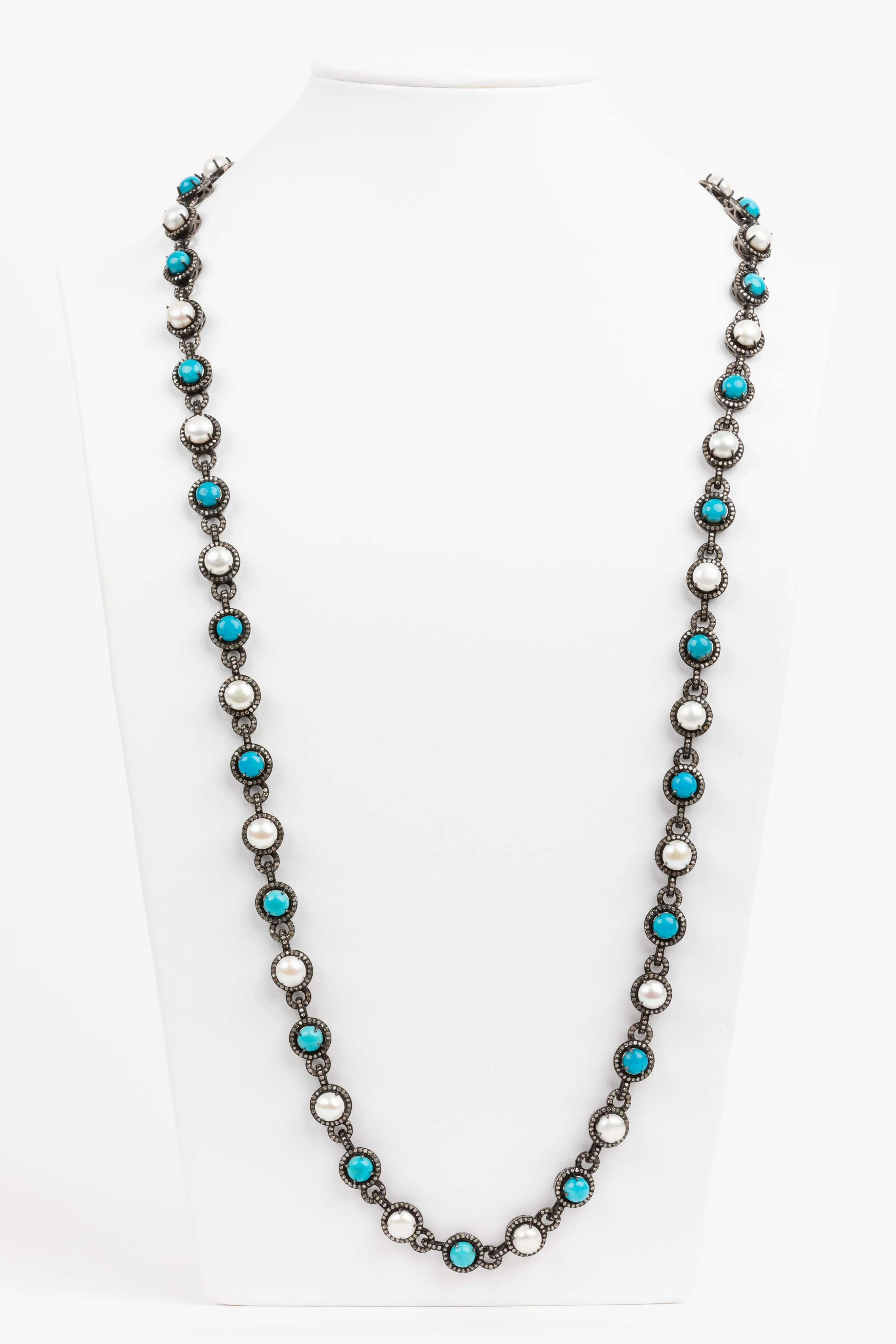 Pave Diamond, Turquoise, Pearl