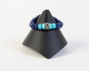 Pave diamond  with paruvian opal and lapis