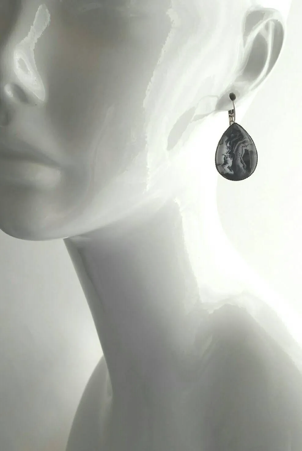 Peacock Earrings, feather earrings, stainless steel earring, bright color feather lever back earring hypoallergenic silver tear drop earring
