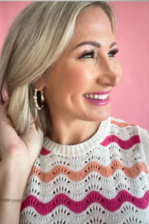 Pearl-Studded Hoop Earrings