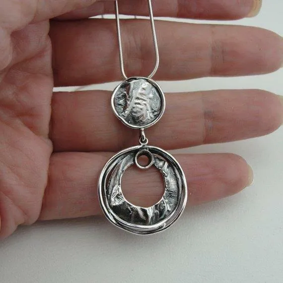 Pendant 925 Sterling Silver Unique Modern Handmade Art Hadar Designers  (MS)y