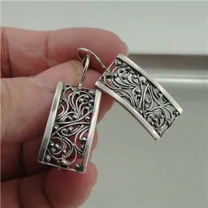 Pendant earrings SET 925 Sterling SilverHandmade filigree Hadar Designers (S)y