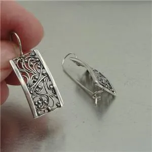 Pendant earrings SET 925 Sterling SilverHandmade filigree Hadar Designers (S)y