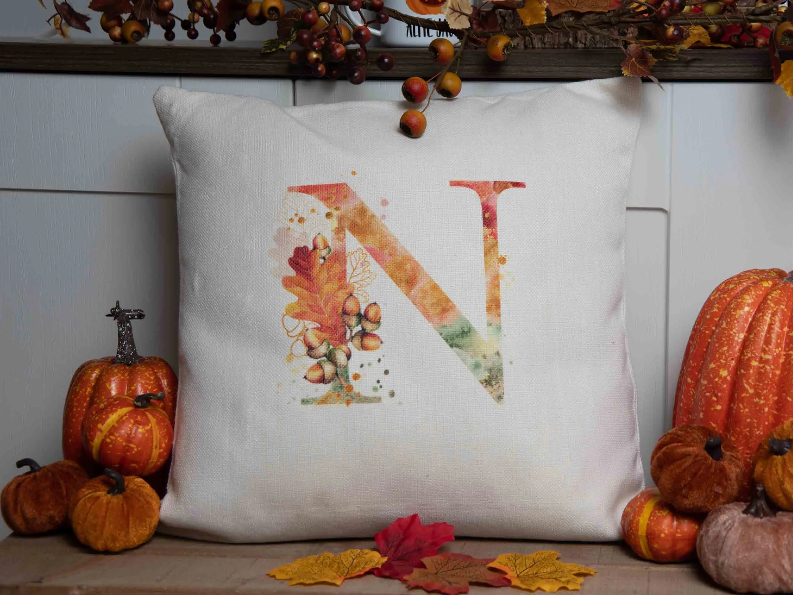 Personalised Autumn Initial Cushion