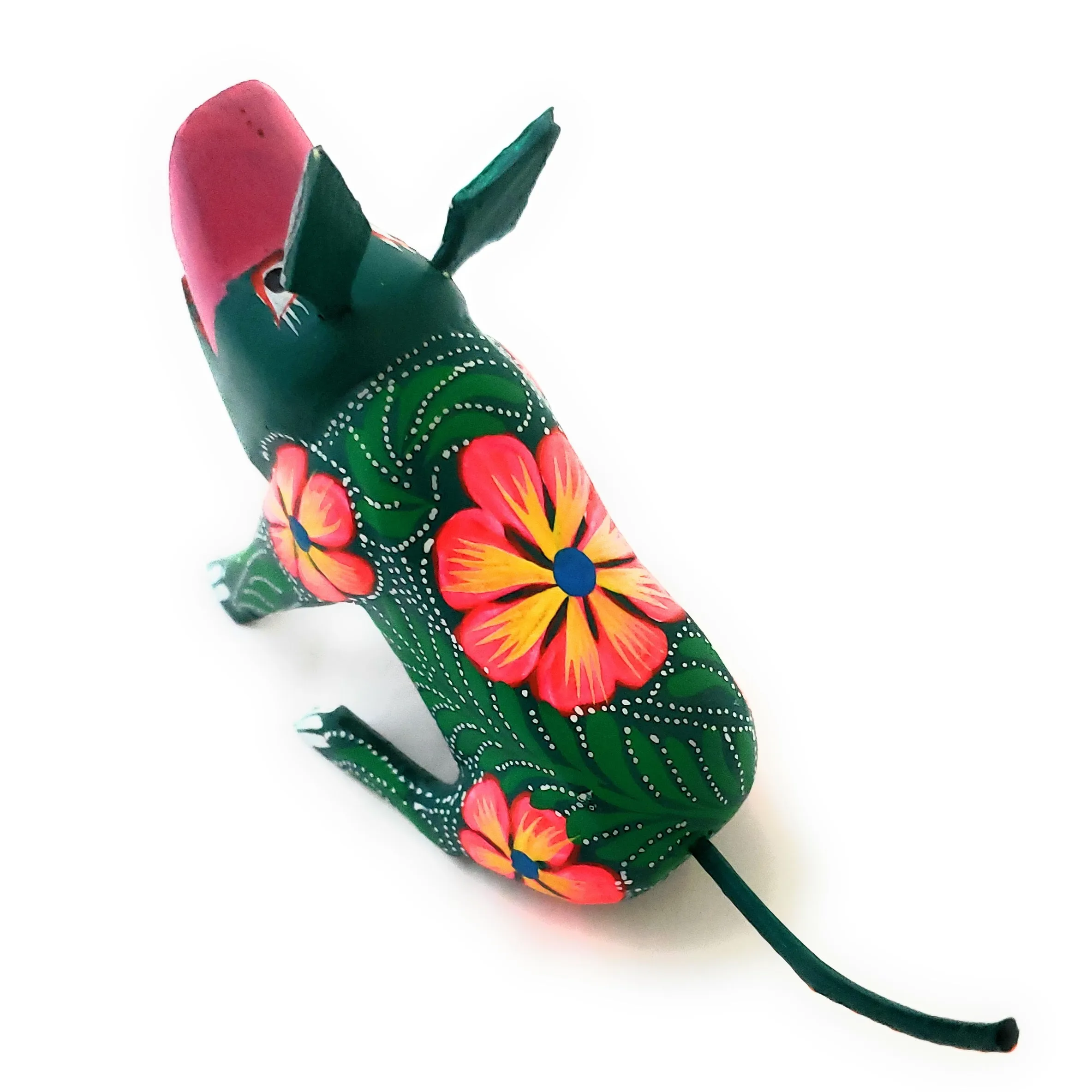 Pig Oaxacan Geen Alebrije  Wood Carving Mexican Hand Painted New