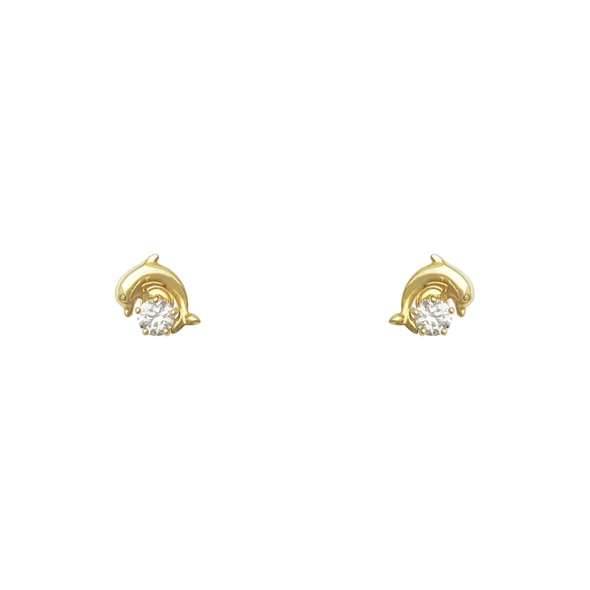 Playful Dolphin Stud Earrings (14K)