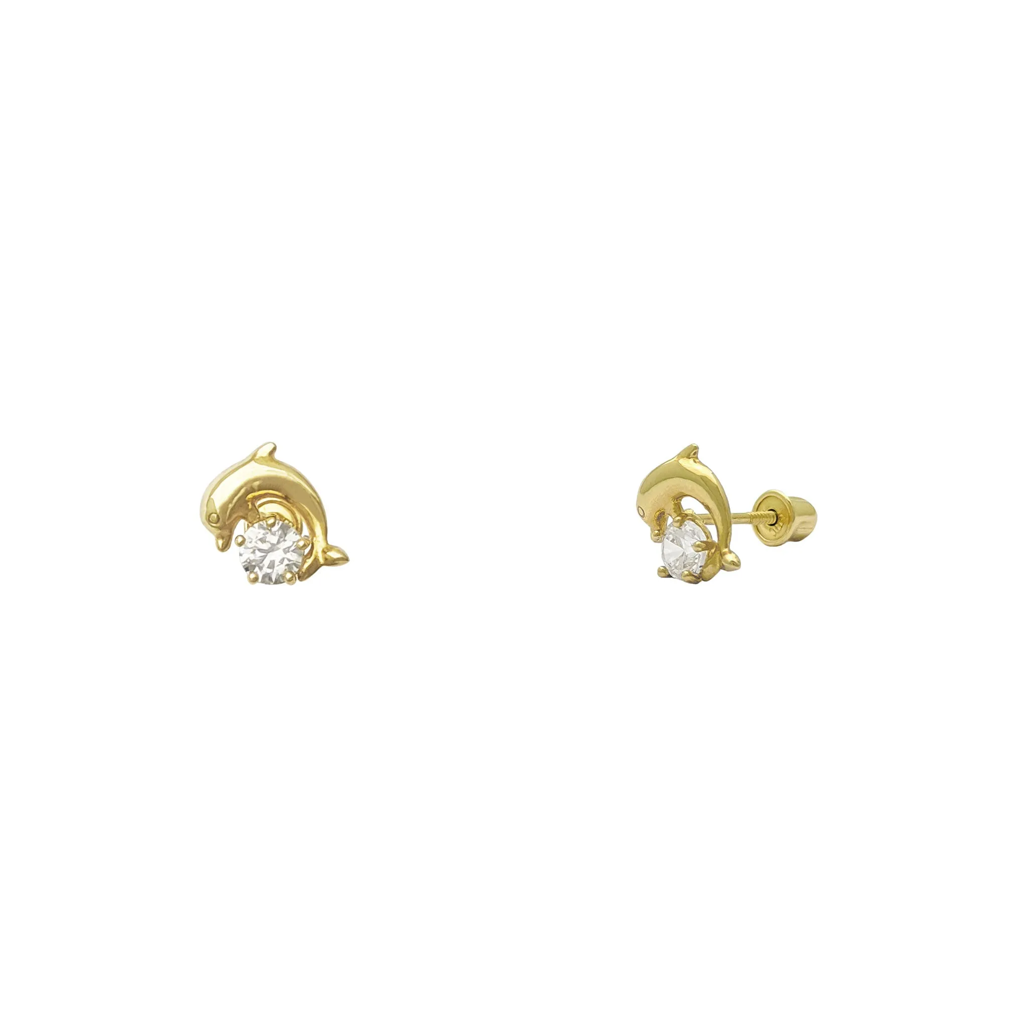 Playful Dolphin Stud Earrings (14K)