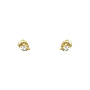 Playful Dolphin Stud Earrings (14K)