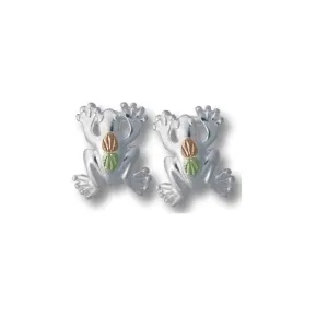Playful Frog - Sterling Silver Black Hills Gold Earrings