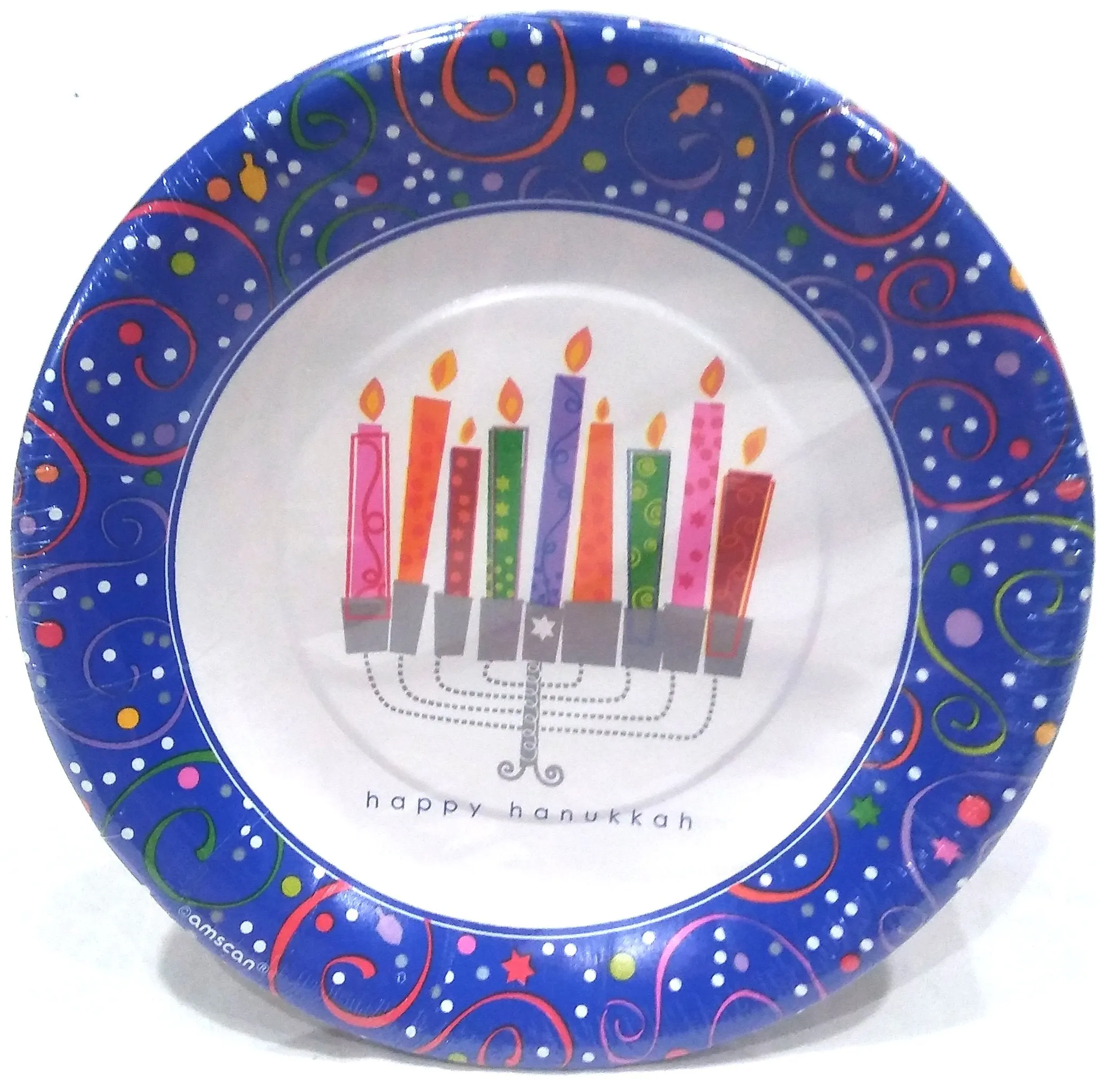 PLAYFUL MENORAH 7 INCH PAPER PLATES