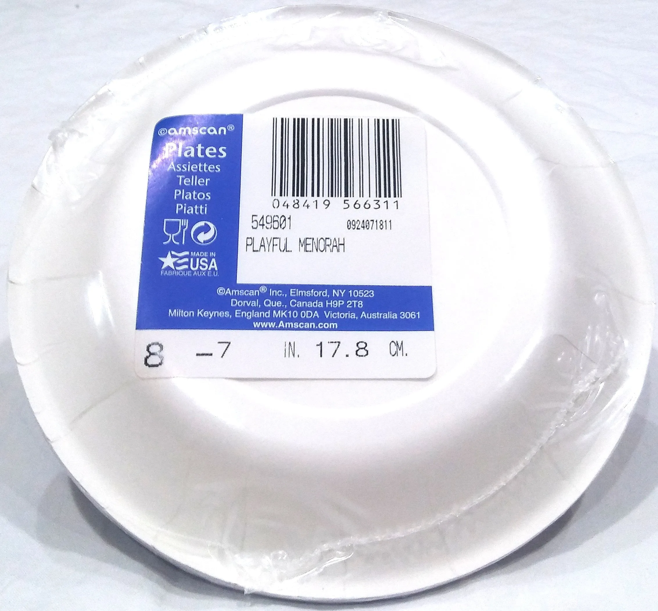PLAYFUL MENORAH 7 INCH PAPER PLATES