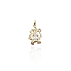 Playful Monkey CZ Pendant (14K)