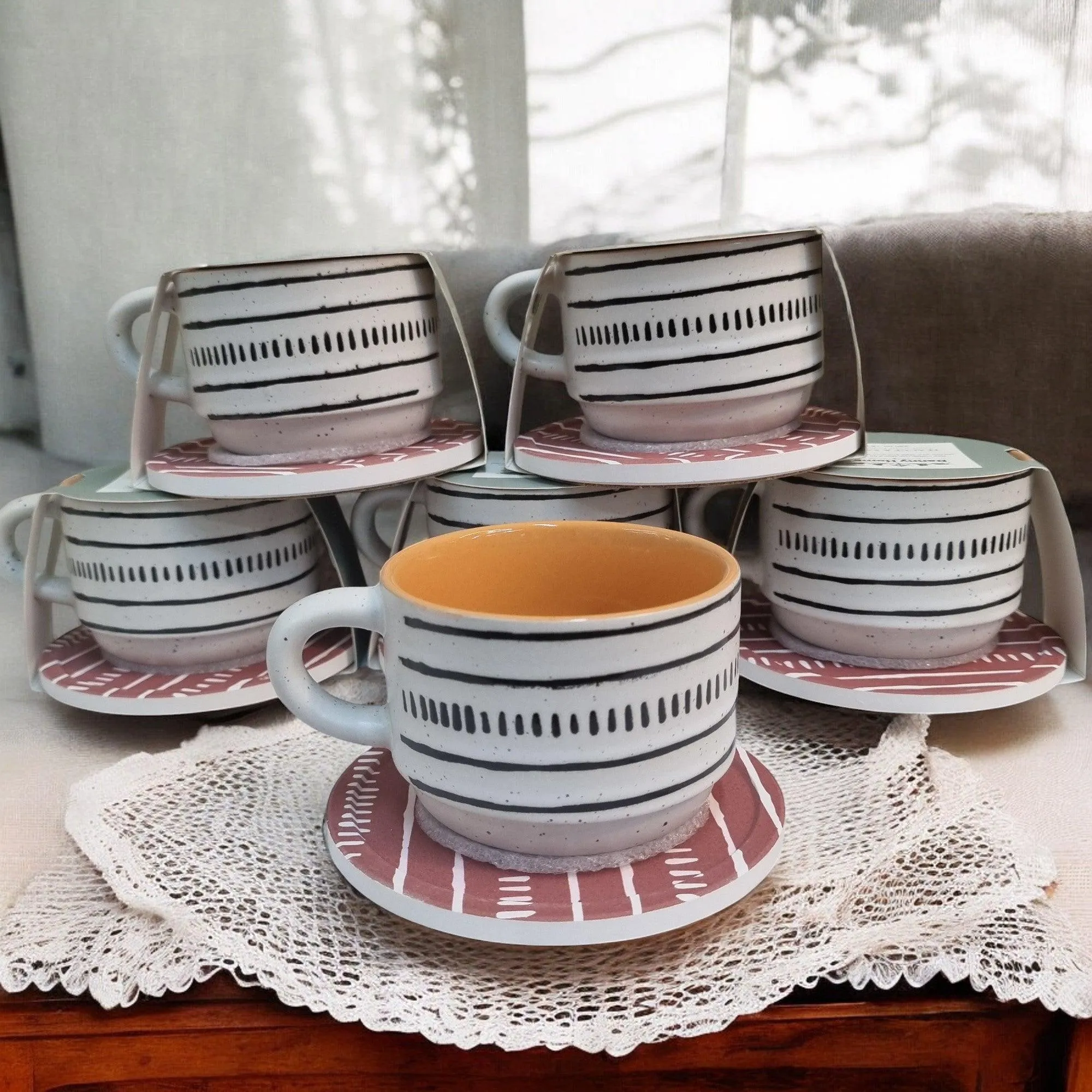 Playful Patterns - Ceramic Mugs with Coasters