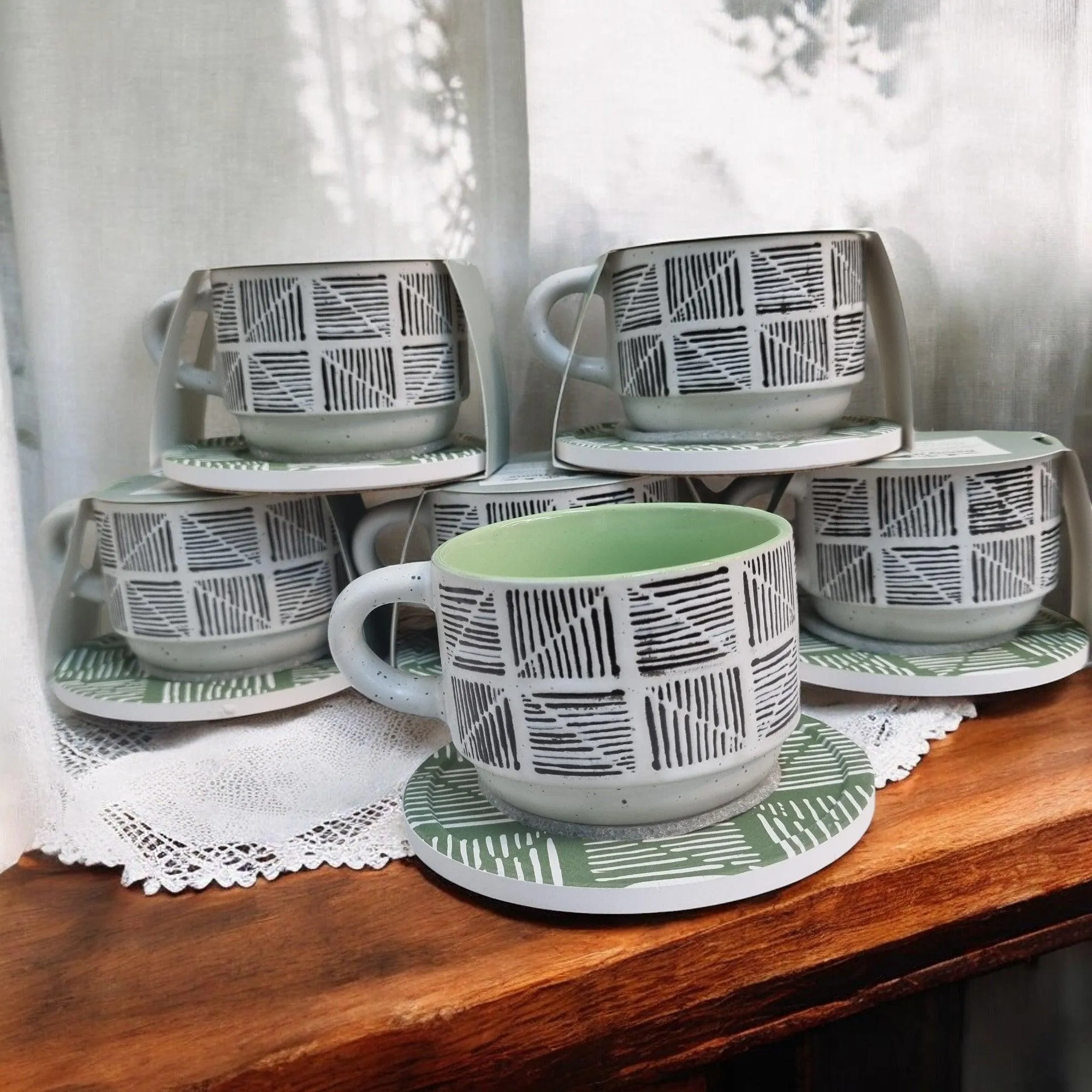 Playful Patterns - Ceramic Mugs with Coasters