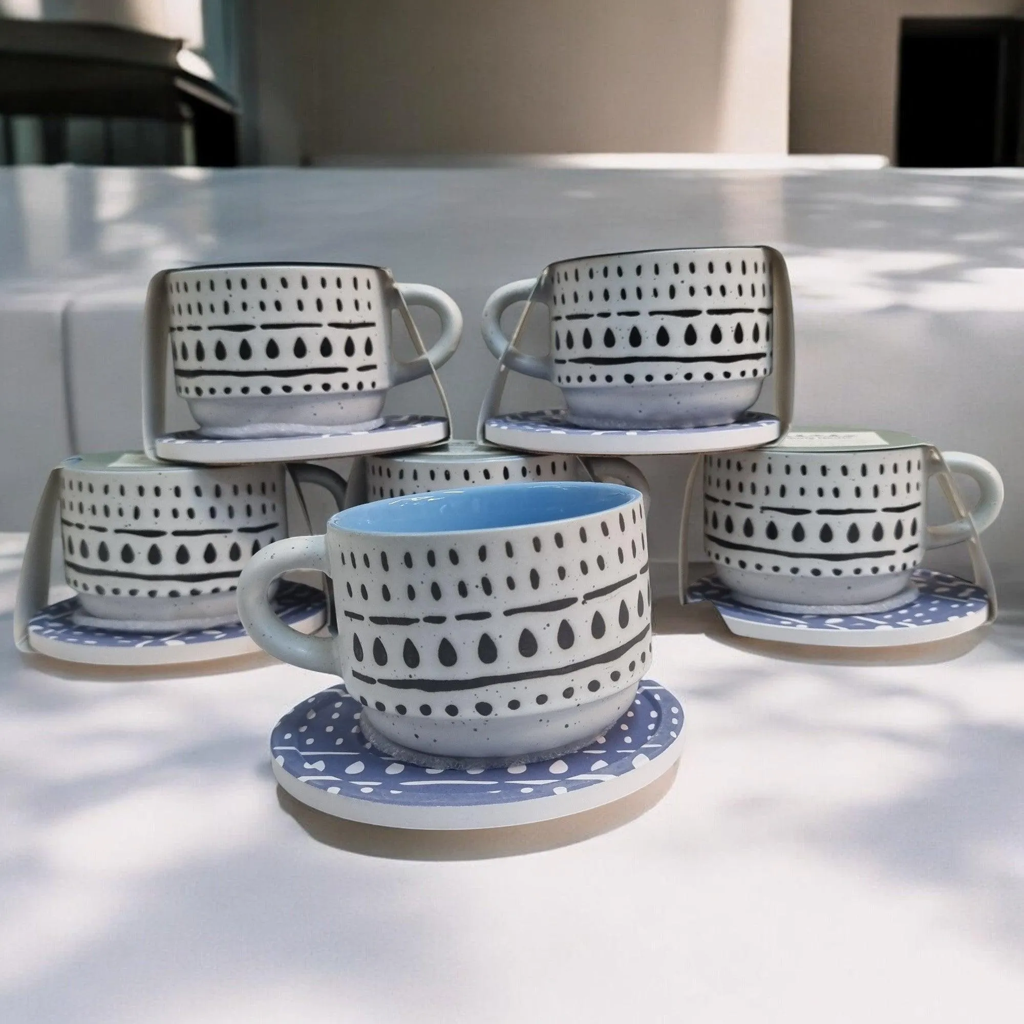 Playful Patterns - Ceramic Mugs with Coasters