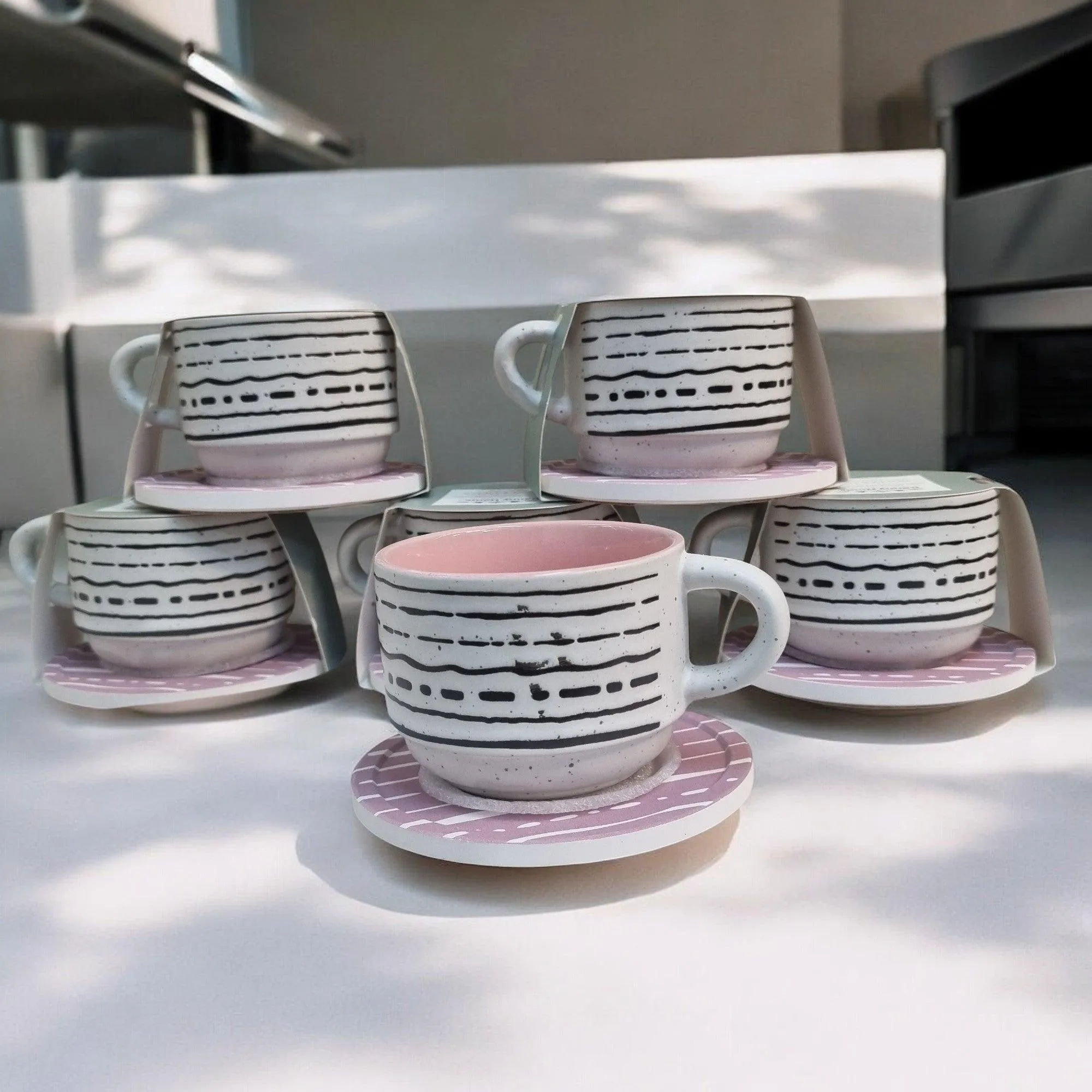 Playful Patterns - Ceramic Mugs with Coasters