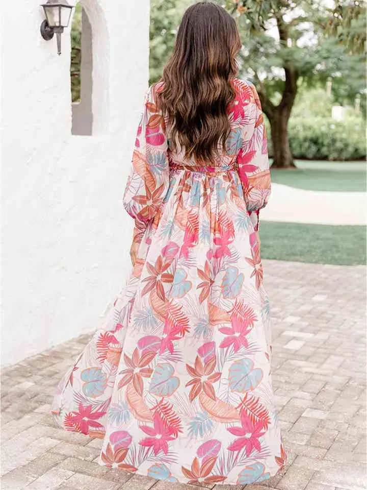 Playful Print Slit Dress- Strawberry