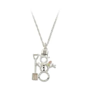 Playful Snowman - Sterling Silver Black Hills Gold Pendant