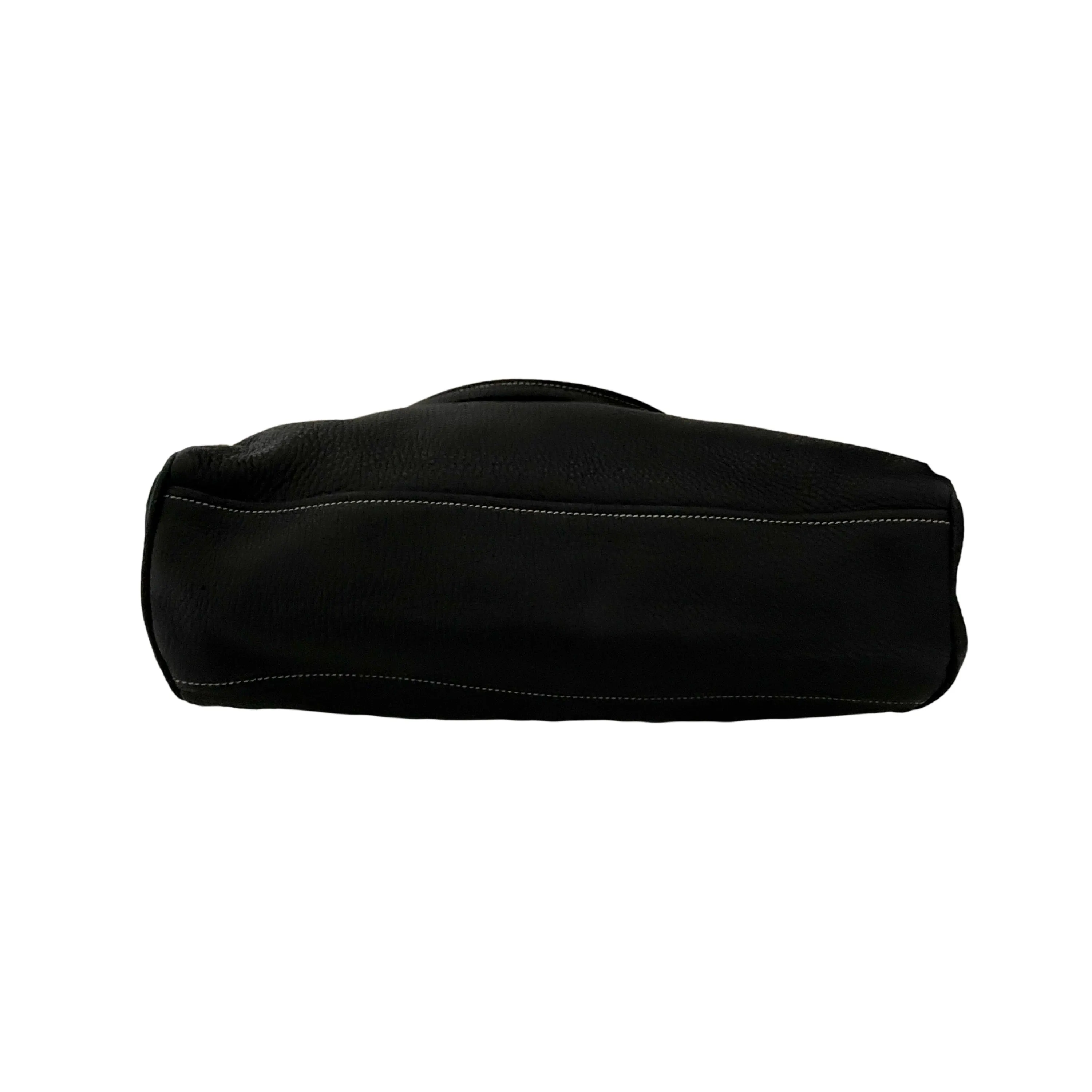 Prada Black Leather Logo Hobo Shoulder Bag