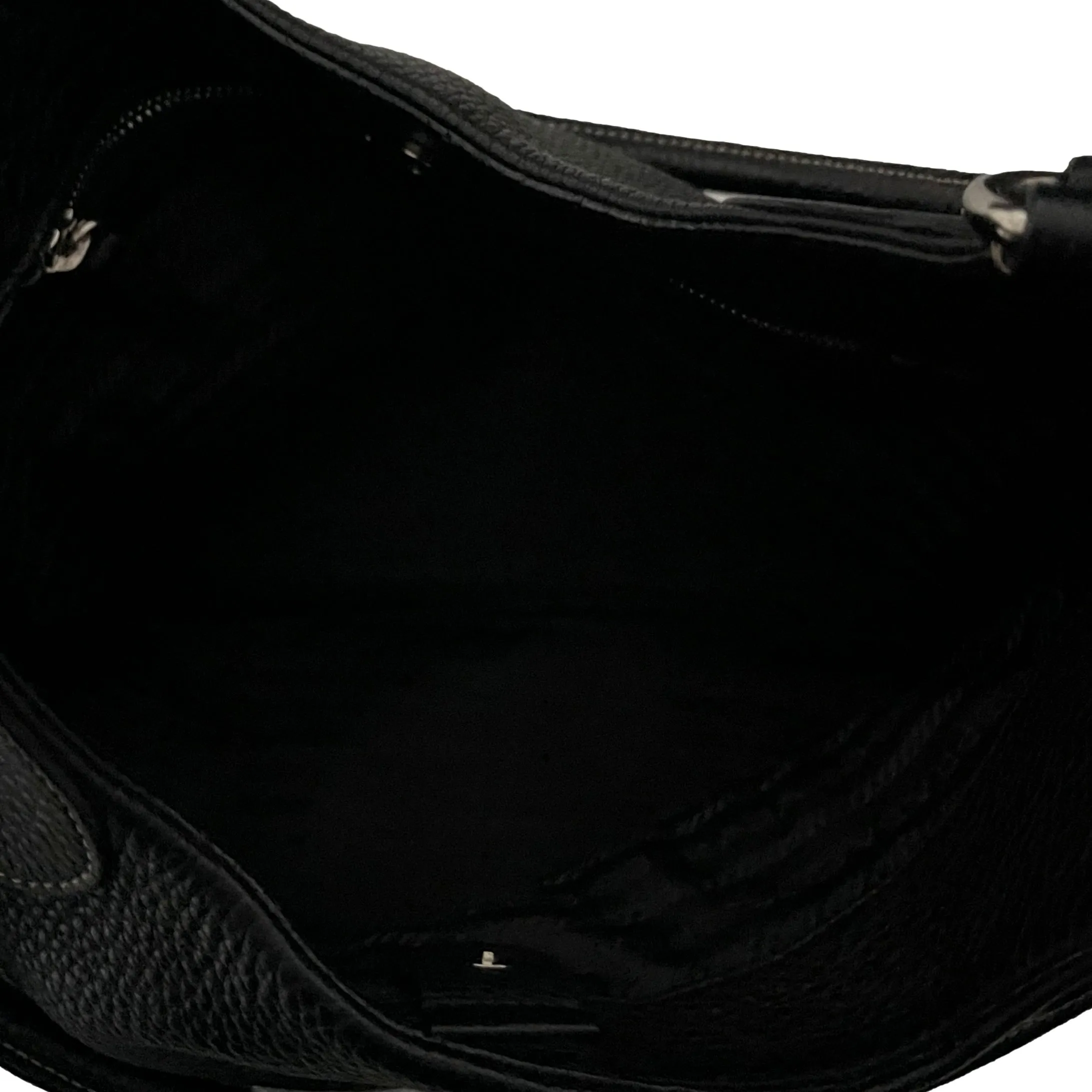Prada Black Leather Logo Hobo Shoulder Bag