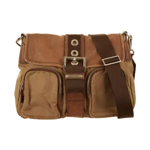 Prada Olive Nylon Buckle Shoulder Bag