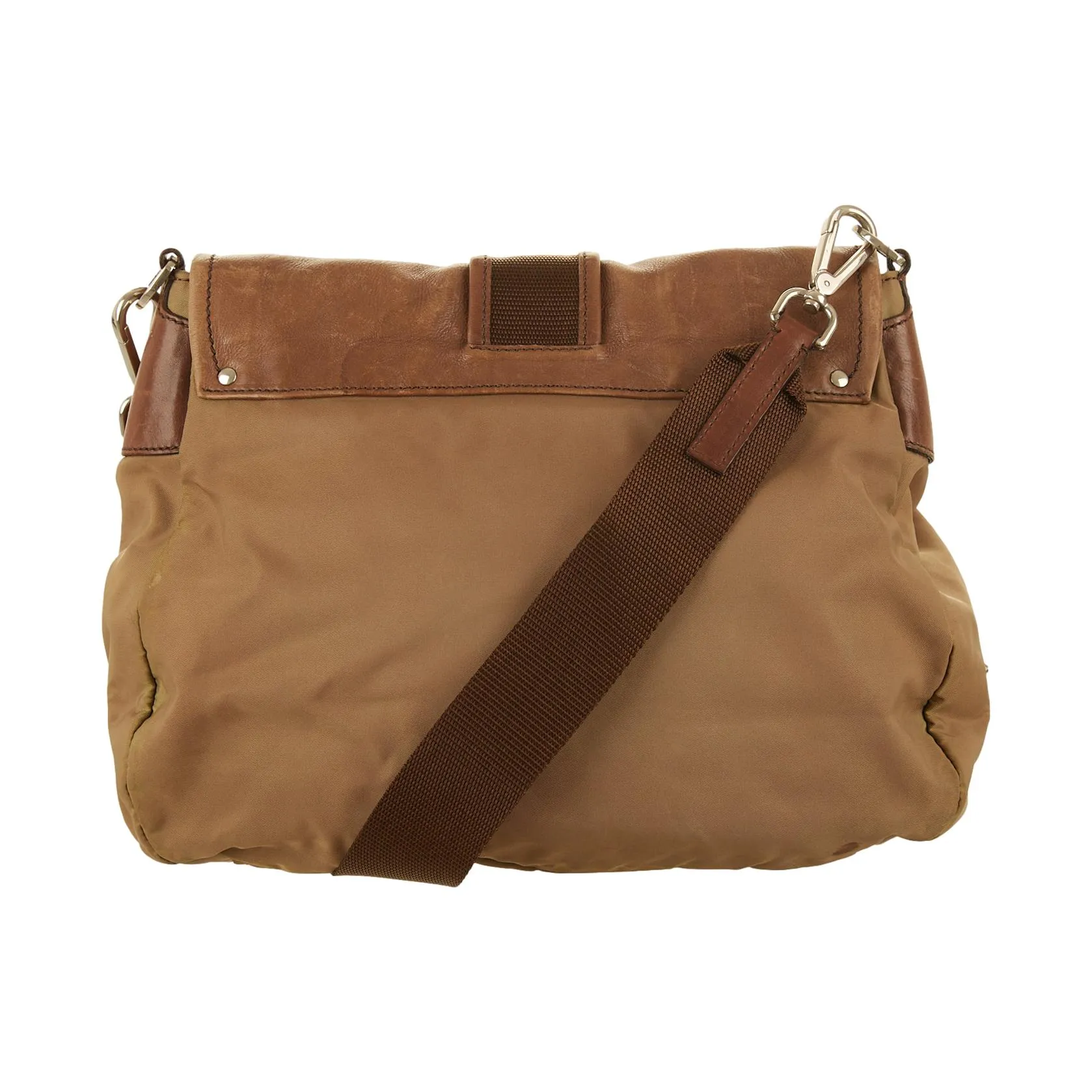 Prada Olive Nylon Buckle Shoulder Bag