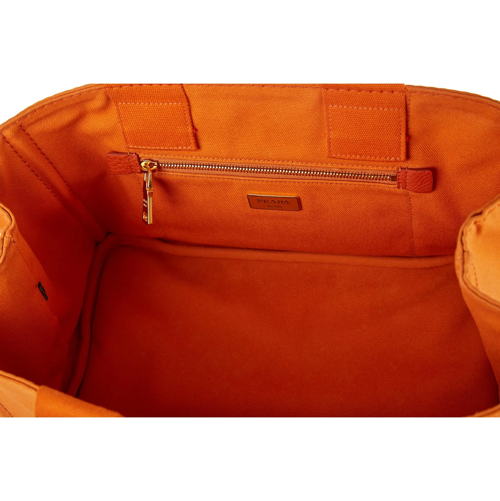 Prada Orange Logo Canapa Tote