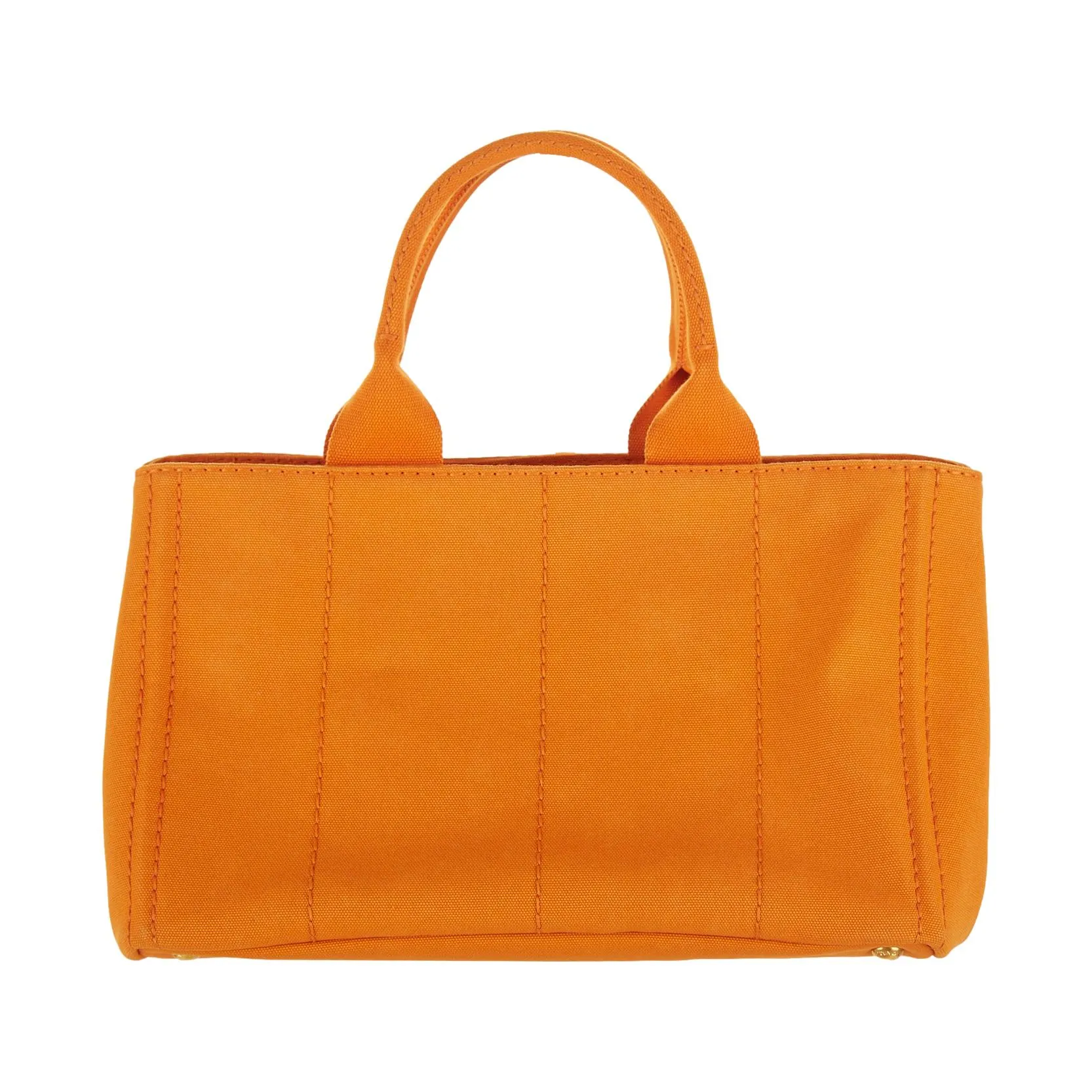 Prada Orange Logo Canapa Tote