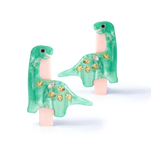 Preciousaurus Dinosaur Pearlized Green Hair Clips - SUM24