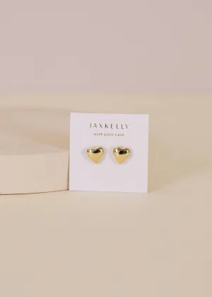 Puffed Gold Heart Earrings