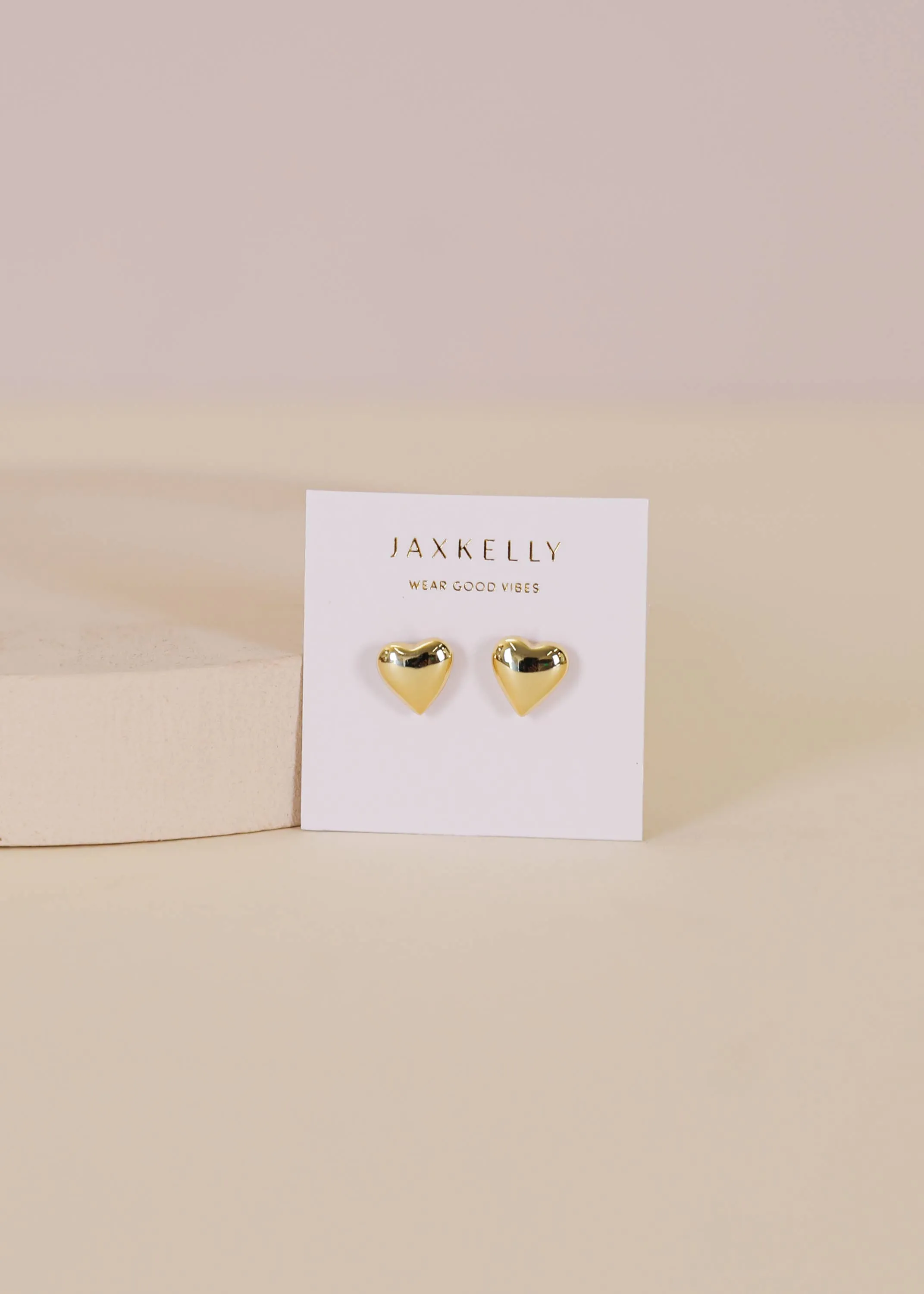 Puffed Gold Heart Earrings