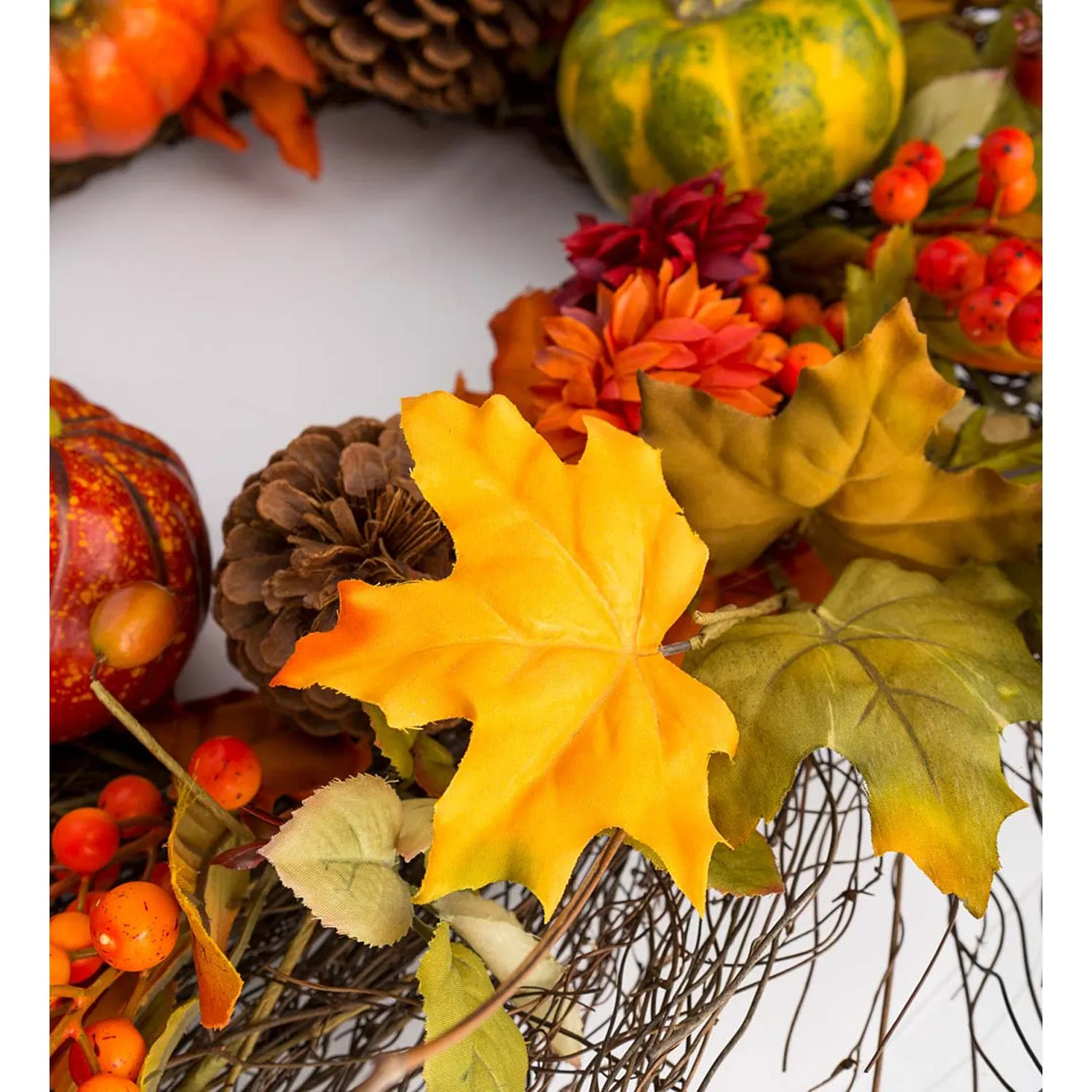 Pumpkins and Pine Cones Fall Wreath