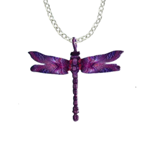 Purple Dragonfly Necklace #4137X by d'ears, Made in the USA