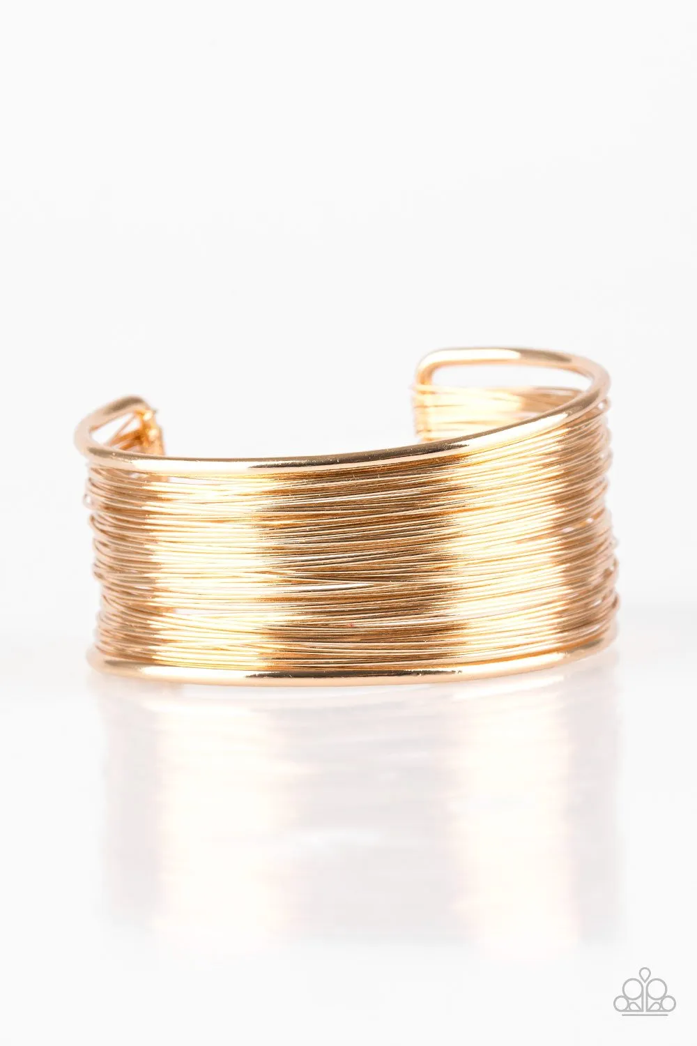 " Wire Warrior " Gold Metal Tightly Wrapped Wire Cuff Bracelet